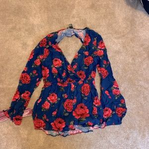 Open back floral romper